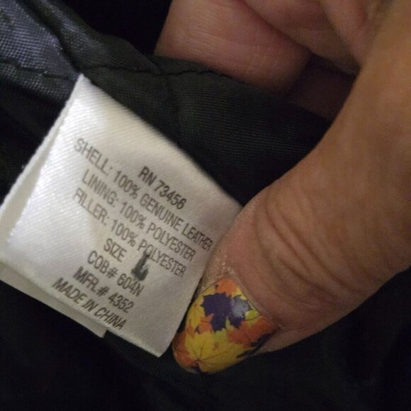 Comint Vintage Black Leather Car Coat Full Zip Pockets Quilted Lining Size L - Picture 7 of 7